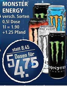 MONSTER ENERGY – 5 Dosen für 4,75 €