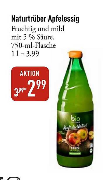 Naturtrüber Apfelessig, 750 ml – Mild und Fruchtig