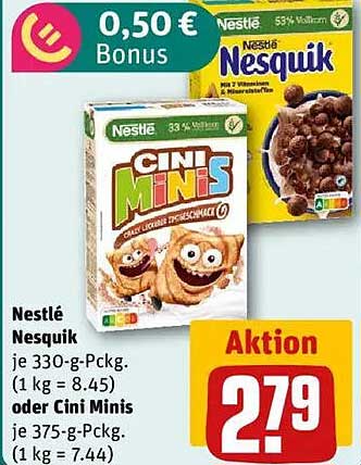 Nestlé Cini Minis oder Nesquik – Aktionspreis