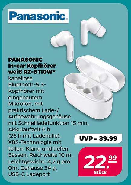 PANASONIC In-ear Kopfhörer weiß RZ-B110W