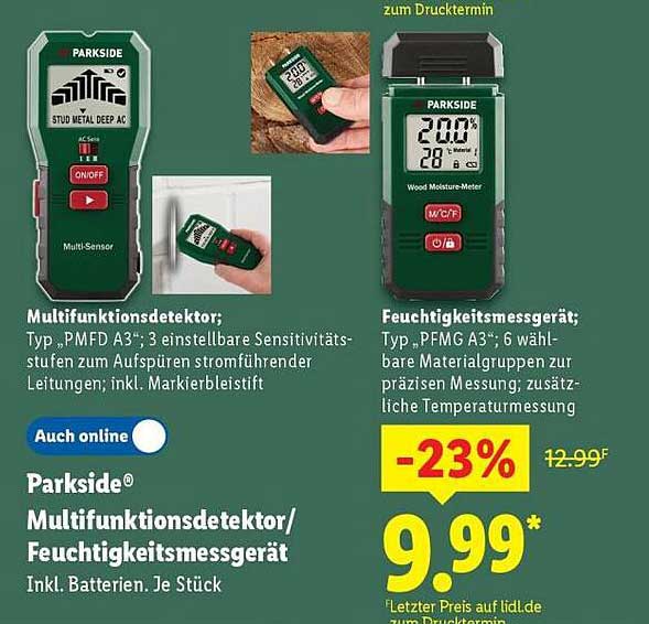 Parkside Multifunktionsdetektor/Feuchtigkeitsmessgerät
