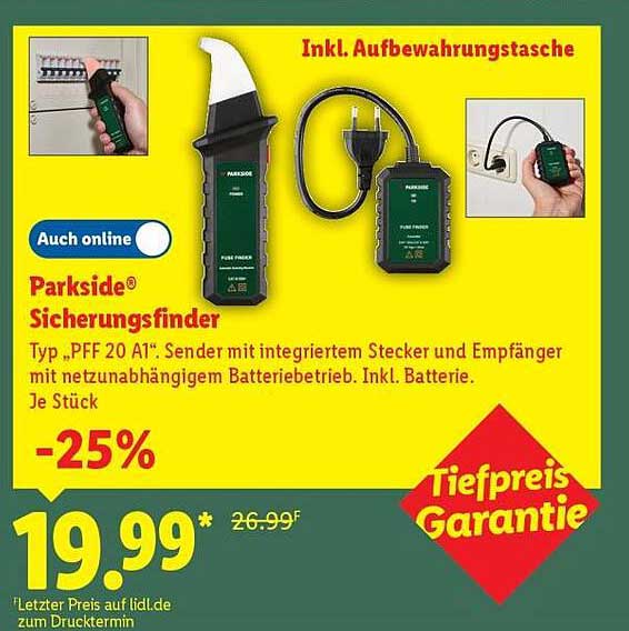 Parkside® Sicherungsfinder Typ „PFF 20 A1“