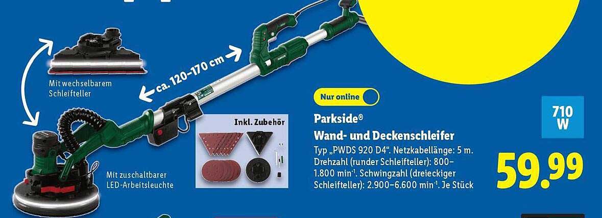 Parkside® Wand- und Deckenschleifer PWDS 920 D4