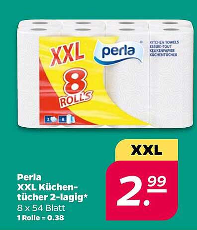 Perla XXL Küchentücher 2-lagig - 8 Rollen