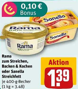 Rama zum Streichen, Backen & Kochen oder Sanella Streichfett