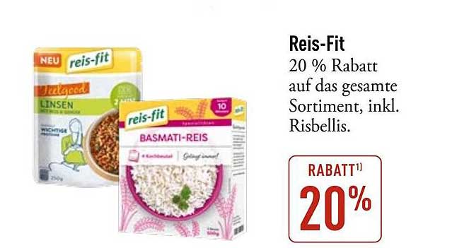Reis-Fit – 20 % Rabatt auf das gesamte Sortiment