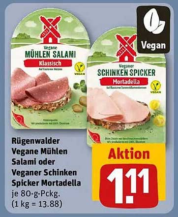 Rügenwalder Vegane Mühlen Salami oder Veganer Schinken Spicker Mortadella