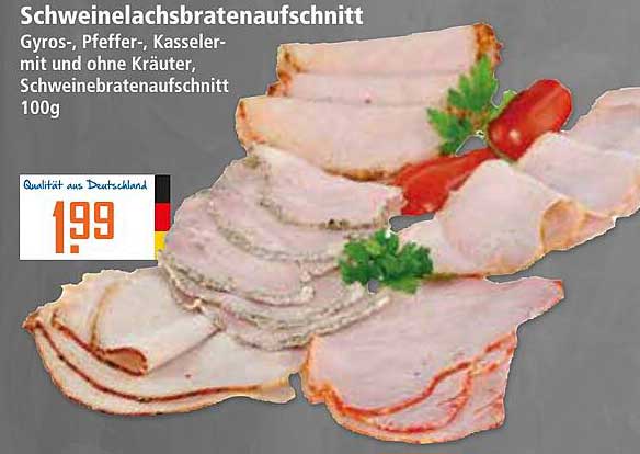 Schweinebratenaufschnitt - Gyros-, Pfeffer-, Kasseler- und Schinken-Varianz