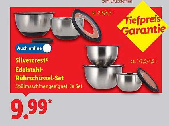 Silvercrest® Edelstahl-Rührschüssel-Set