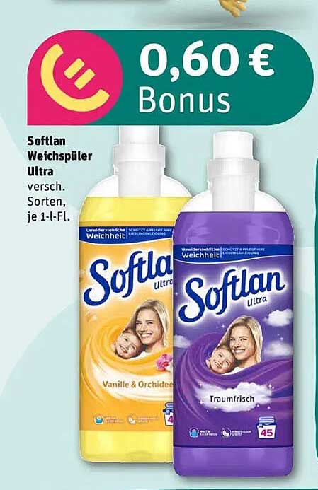 Softlan Weichspüler Ultra 1-Liter-Flasche - Vanille & Orchidee oder Traumfrisch