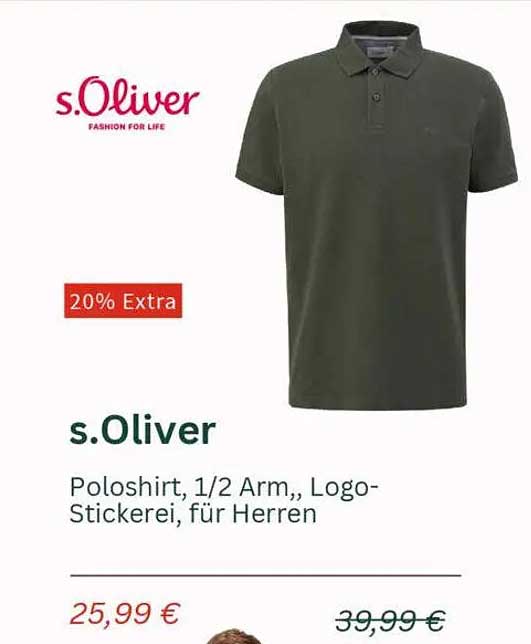 s.Oliver Poloshirt, 1/2 Arm, Logo-Stickerei, für Herren