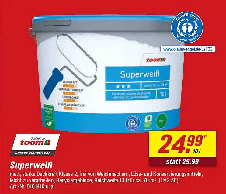 Superweiß Wandfarbe von toom – Ideal für Ihr Zuhause