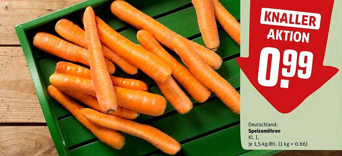 Süße Speisemöhren Kl. I - 1,5 kg-Btl. zum unglaublichen Preis von 0,99 €
