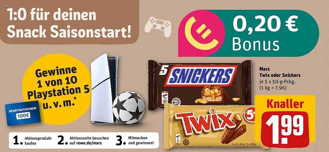 Twix oder Snickers – nur 1,99 €!