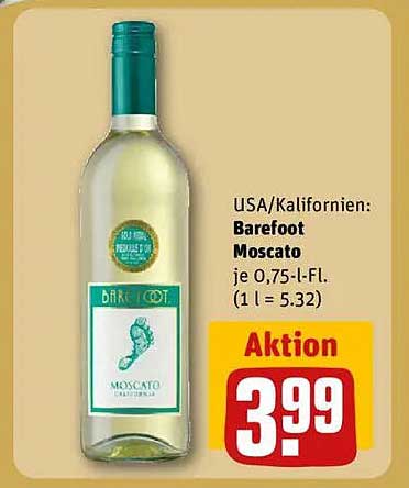 USA/Kalifornien: Barefoot Moscato je 0,75-l-Fl.