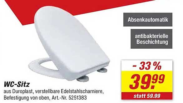 WC-Sitz aus Duroplast mit antibakterieller Beschichtung