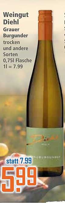 Weingut Diehl Grauer Burgunder trocken 0,75l Flasche