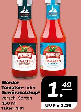 Werder Tomaten- oder Gewürzketchup 450 ml