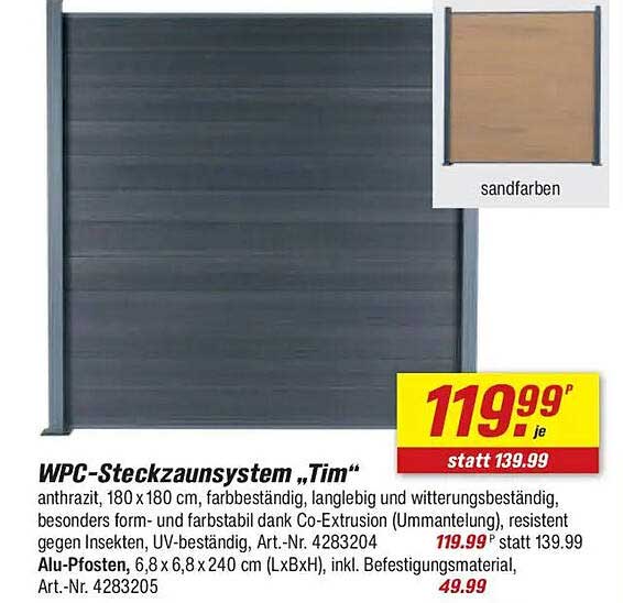 WPC-Steckzaunsystem „Tim“