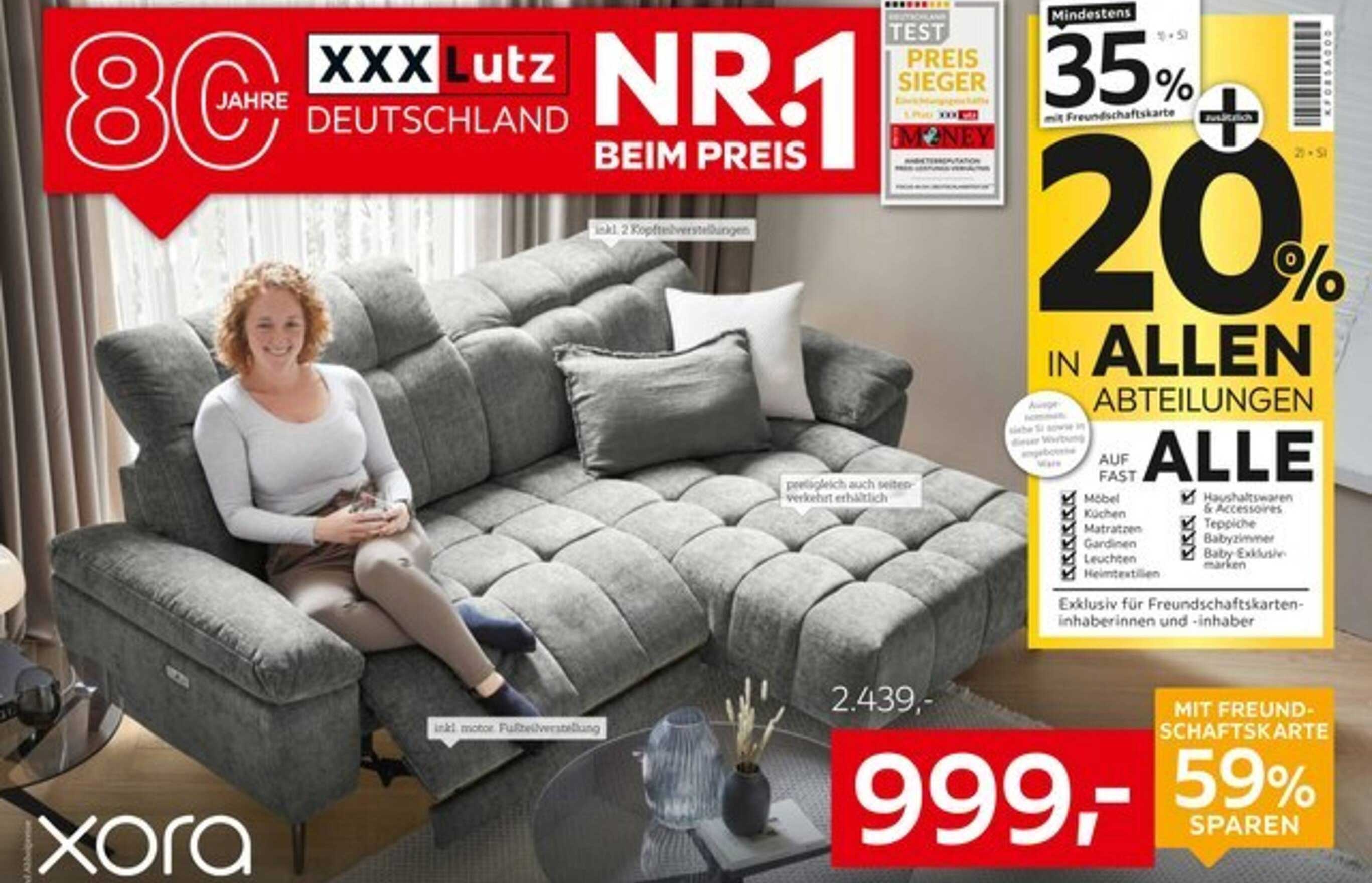 Xora Couch mit elektrischer Verstellung