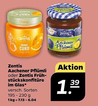 Zentis Aachener Pflümli oder Zentis Frühstückskonfitüre im Glas