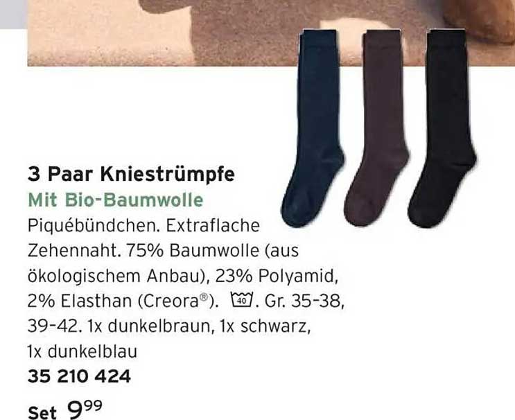 3 Paar Kniestrümpfe Mit Bio-Baumwolle