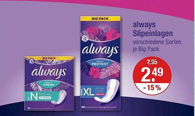 always Slipeinlagen verschiedene Sorten je Big Pack