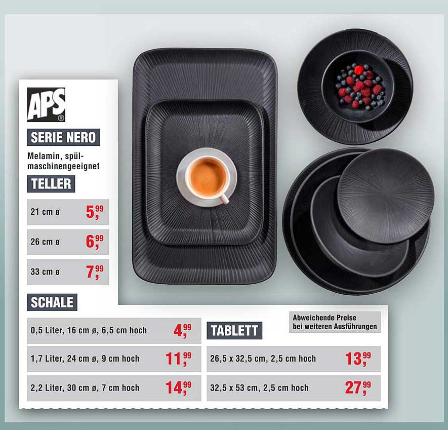 APS Serie Nero - Melamin Geschirrset
