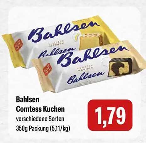 Bahlsen Comtess Kuchen verschiedene Sorten 350g Packung (5,11/kg)