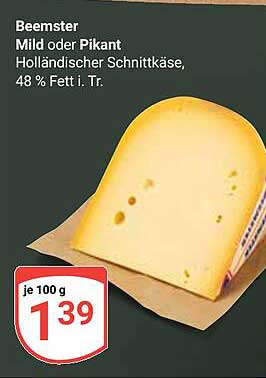 Beemster Mild oder Pikant - Holländischer Schnittkäse, 48 % Fett i. Tr.