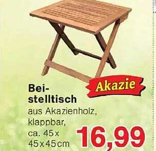 Beistelltisch aus Akazienholz, klappbar