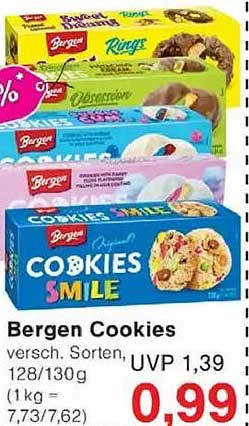Bergen Cookies - Verschiedene Sorten 128/130g