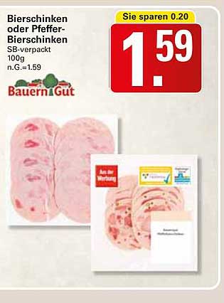 Bierschinken oder Pfeffer-Bierschinken 100g - BauernGut