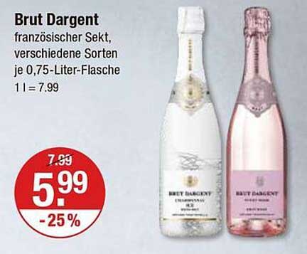 Brut Dargent französischer Sekt, verschiedene Sorten je 0,75-Liter-Flasche
