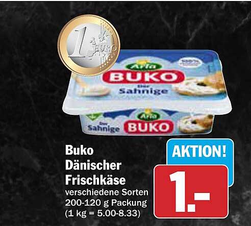 Buko Dänischer Frischkäse – verschiedene Sorten 200-120 g Packung