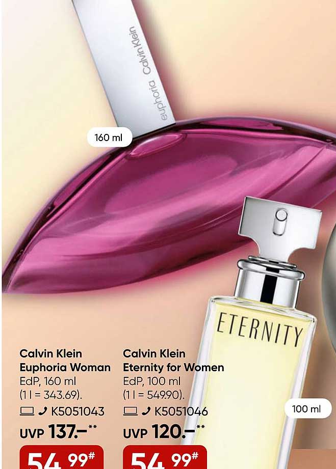 Calvin Klein Euphoria Woman EdP 160 ml und Eternity for Women EdP 100 ml