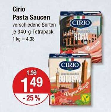 Cirio Pasta Saucen verschiedene Sorten je 340-g-Tetrapack
