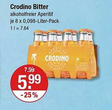 Crodino Bitter alkoholfreier Aperitif je 8 x 0,098-Liter-Pack