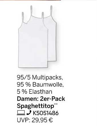 Damen: 2er-Pack Spaghettitop