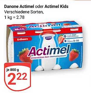 Danone Actimel oder Actimel Kids - Verschiedene Sorten
