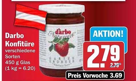 Darbo Konfitüre verschiedene Sorten 450 g Glas