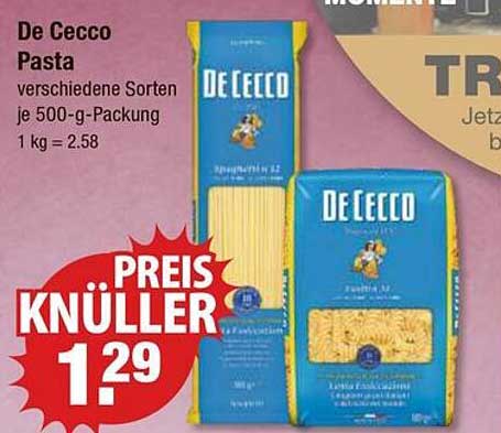 De Cecco Pasta verschiedene Sorten je 500-g-Packung