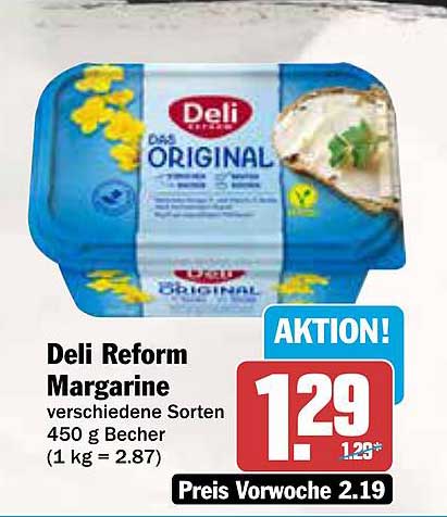 Deli Reform Margarine verschiedene Sorten 450 g Becher