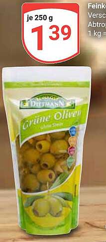 Diehmann Grüne Oliven mit Stein 250 g