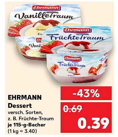 EHRMANN Dessert Früchtetraum und Vanilletraum