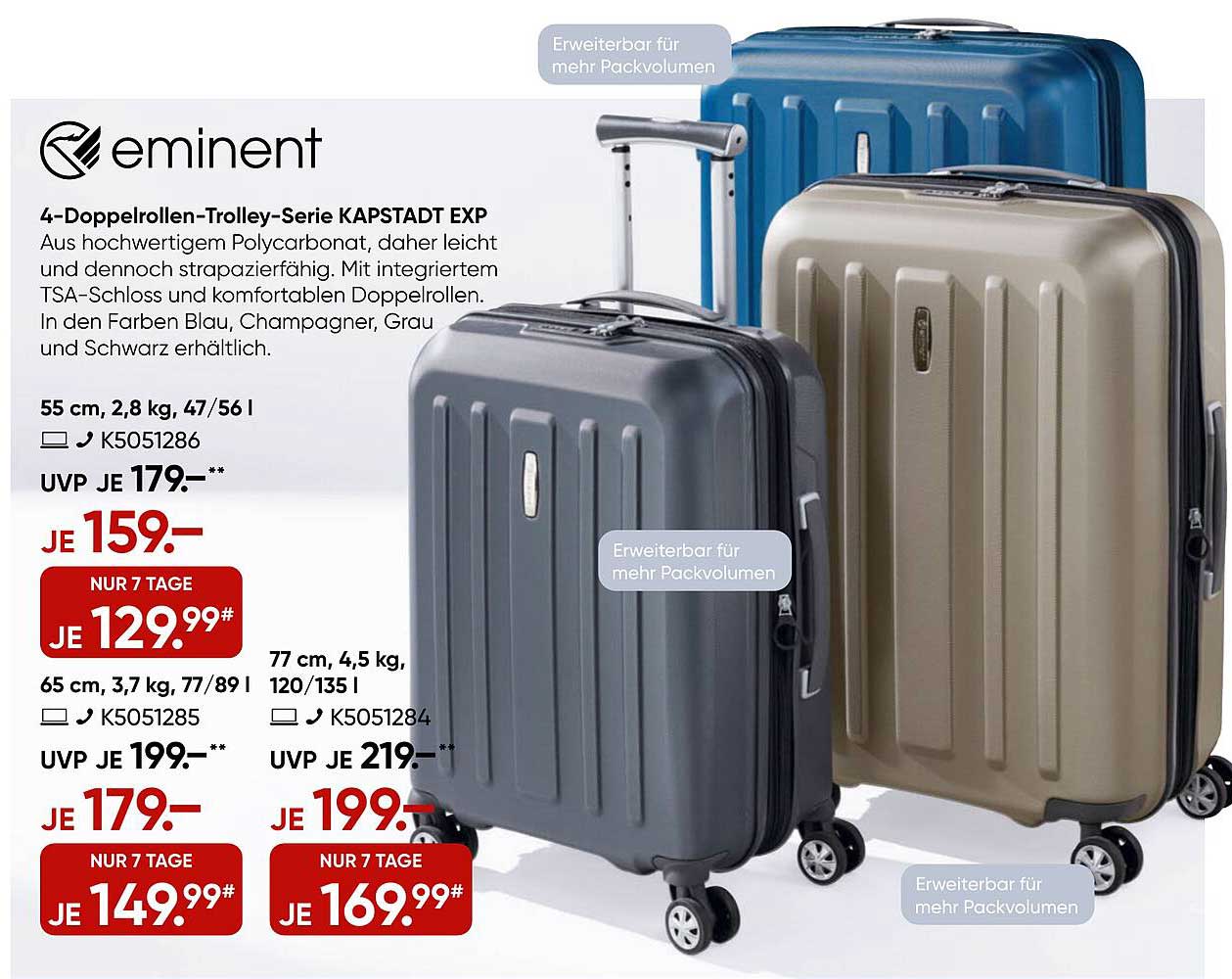 eminent 4-Doppelrollen-Trolley-Serie KAPSTADT EXP
