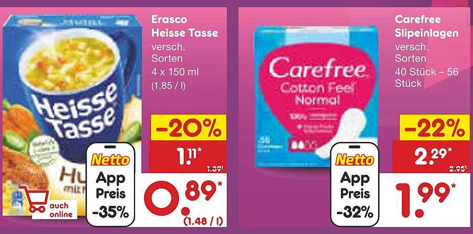 Erasco Heisse Tasse - Verschiedene Sorten