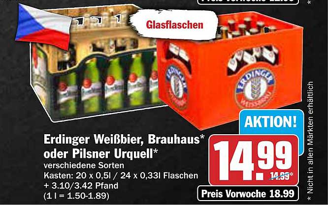 Erdinger Weißbier, Brauhaus oder Pilsner Urquell - Kastenaktion