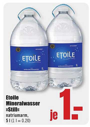 Etoile Mineralwasser »Still« - 5 l für nur 1,-