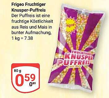 Frigeo Fruchtiger Knusper-Puffreis 80 g